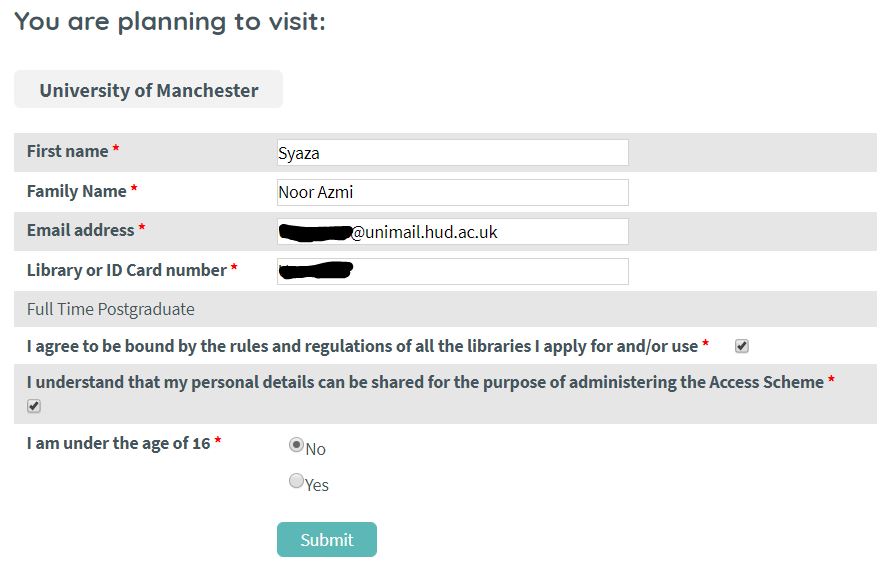 SCONUL Access Scheme Application Form